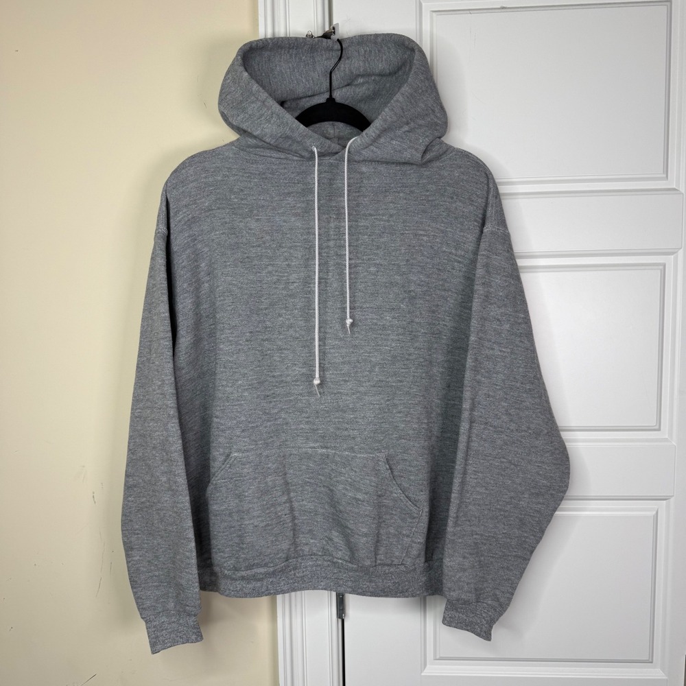 Vintage 70s Russell Athletic Hoodie Men's L Gray Blank Triblend Sweatshirt USA